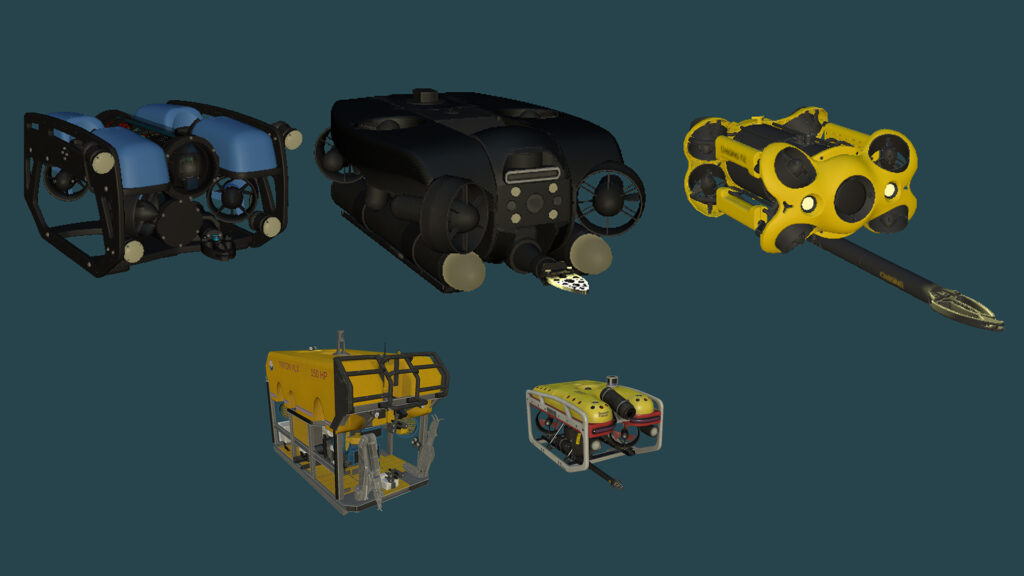 Blue Robotics BlueROV2, Deep Trekker Revolution, Chasing M2, Triton XLX, Saab Seaeye Falcon